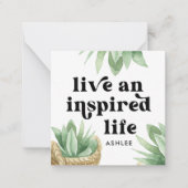 生きることインスパイアと生きることが多肉黒 ノートカード (正面)