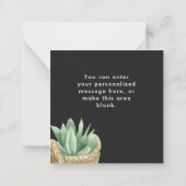 生きることインスパイアと生きることが多肉黒 ノートカード (裏面)