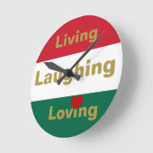 生きること，笑うこと，愛すること  ラウンド壁時計 (傾斜)