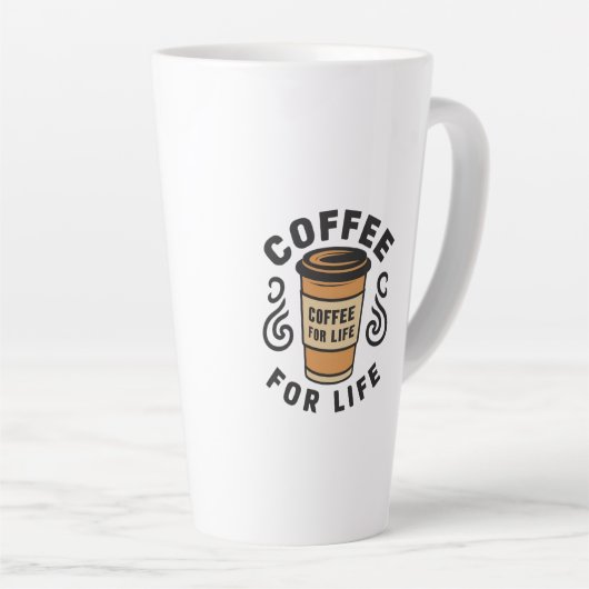 生きるためのコーヒー – コーヒーへの愛情を誇示 カフェラテマグ (右アングル)