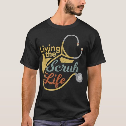 生きるスクラブ生活ナースおもしろい医療プロフェ Tシャツ (正面)