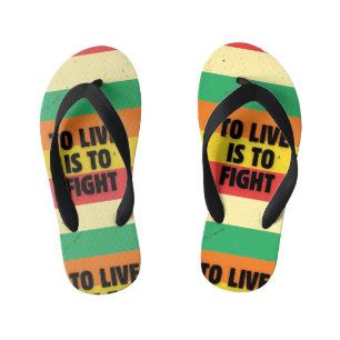 生きる事は戦う – レトロストライプ感動的 キッズビーチサンダル