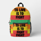生きる事は戦う – レトロストライプ感動的 プリントバックパック (正面)