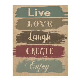 生きる愛の笑いクリエイト楽しむタイポグラフィアート ウッドウォールアート