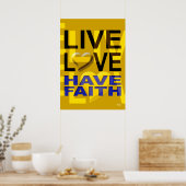 生きる愛は信仰を持つ | マスタードイエロー ポスター (キッチン)