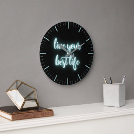 生きる最高のNeon Aqua Large Clock ラージ壁時計