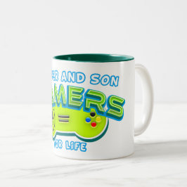 生きる父と子のゲーマー ツートーンマグカップ