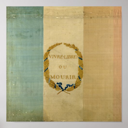 「生きる自由か死ぬ」というモットーのトリコロール ポスター (正面)