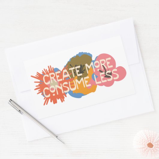 生きる言葉:より多くを作成し、消費を減らす 長方形シール (封筒)