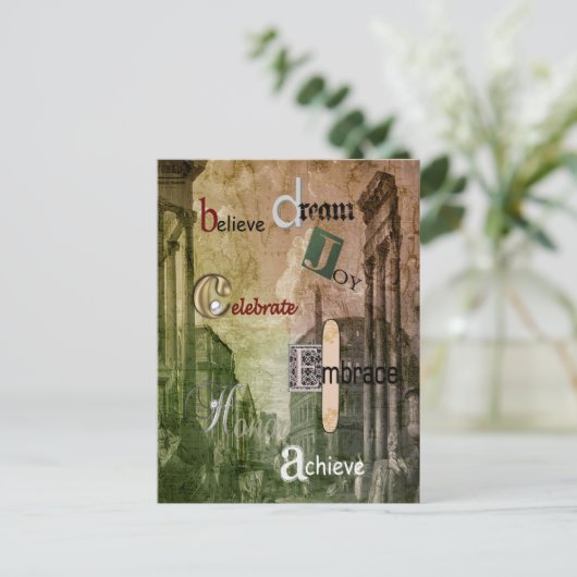 生きる言葉、アンティークは建物 ポストカード (スタンド正面)