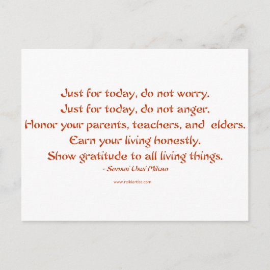 生きる霊気の五戒 ポストカード (正面)