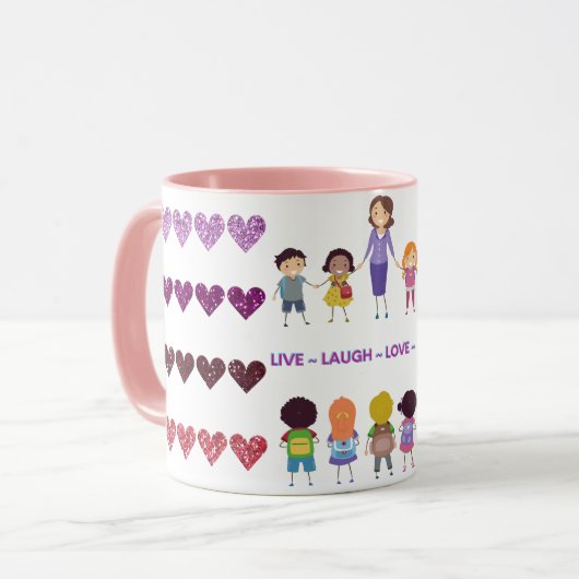 生きる~を笑う~を愛する~学学校先生 マグカップ (正面左)