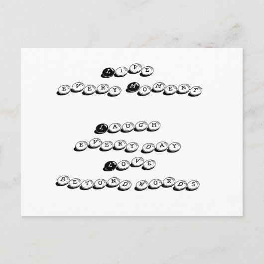 生きる，笑う，ラブ引用文はがき ポストカード (正面)