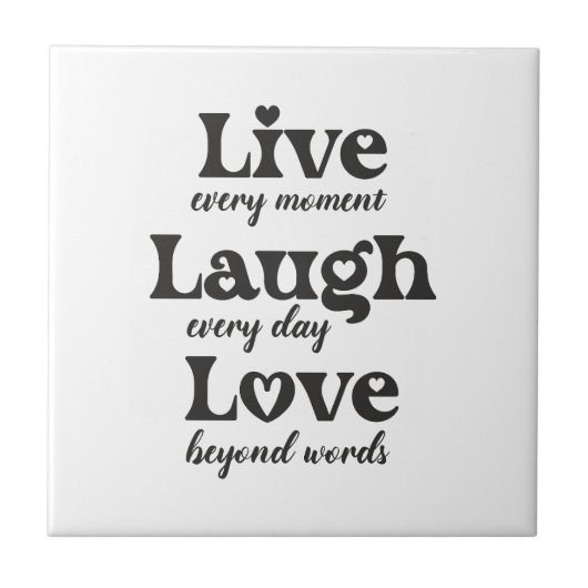 生きる，笑う，愛 – 3つの美しい言葉 タイル (正面)