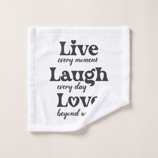 生きる,笑う,愛 – 3つの美しい言葉 バスタオルセット (ウォッシュタオル)
