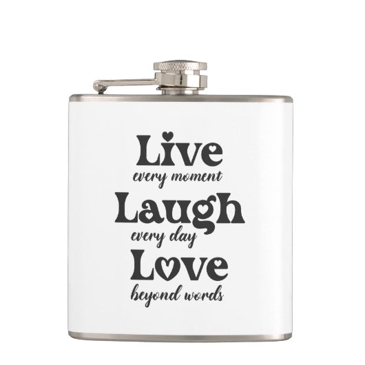 生きる,笑う,愛 – 3つの美しい言葉 フラスク (正面)