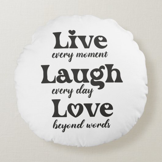 生きる,笑う,愛 – 3つの美しい言葉 ラウンドクッション (正面)