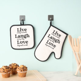 生きる,笑う,愛 – 3つの美しい言葉 鍋つかみ&鍋敷きセット