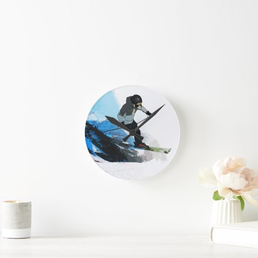 生きろ! – ダウンヒルスキーヤー ラウンド壁時計 (ホーム)