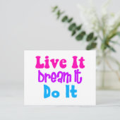 生きろ、夢を見ろ、やれ ポストカード (スタンド正面)