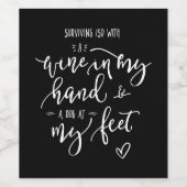 生き延びのIsoドッグワイン引用文ブラックカスタマイズクカラー ワインラベル (シングルラベル)