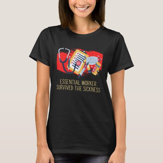 生き延び病フロンタおもしろいーラインW Tシャツ (正面)