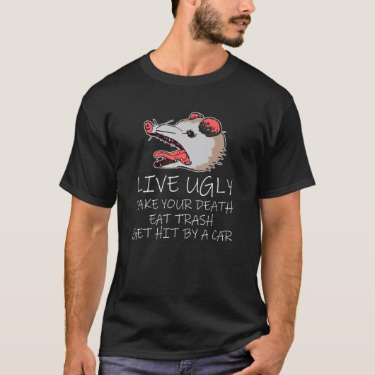 生き恥さらして 死んだふりして ごみを食べ 車に轢かれろ Tシャツ (正面)