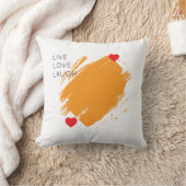 生き愛の笑い赤いハート黄色抽象芸術 クッション (ブランケット)