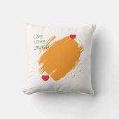 生き愛の笑い赤いハート黄色抽象芸術 クッション (正面)