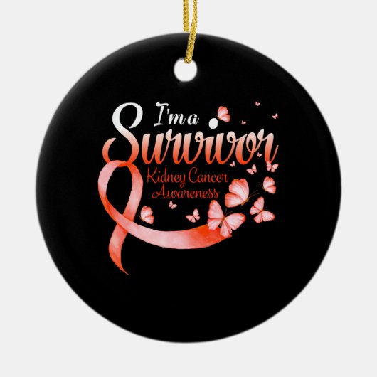 生き残った腎臓がん認知症の蝶 セラミックオーナメント (正面)