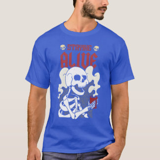 生き残るぞ おもしろコーヒースケルトン Tシャツ