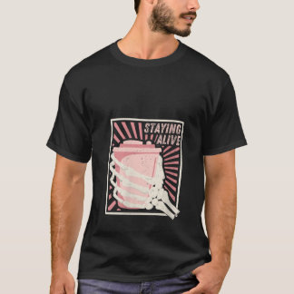 生き残る女性スケルトン手コーヒーを飲む Tシャツ