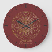 生き水の金ゴールドのシック・フラワーイスライフ ラージ壁時計 (正面)