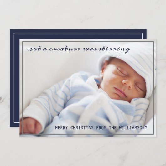 生き物がベビー写真クリスマスを揺さぶっていた シーズンカード (正面/裏面)