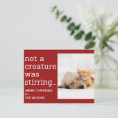 生き物が赤い写真のクリスマスを動かしていなかった ポストカード (スタンド正面)