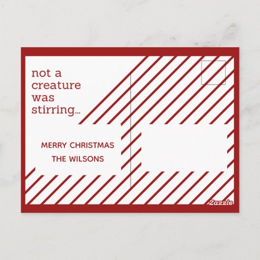 生き物が赤い写真のクリスマスを動かしていなかった ポストカード (裏面)