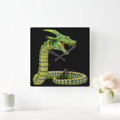 生き物のスネーク·グリーン スクエア壁時計 (ホーム)