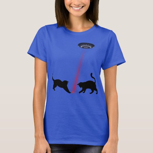 生き物はおもしろい遊猫とレーザードット Tシャツ (正面)