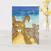 生き物はケーキの漫画のバースデー・カードがほしいと思います カード (黄色い花)