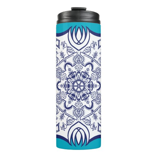 生き物熱タンブル付き青と白マンデル タンブラー (正面)