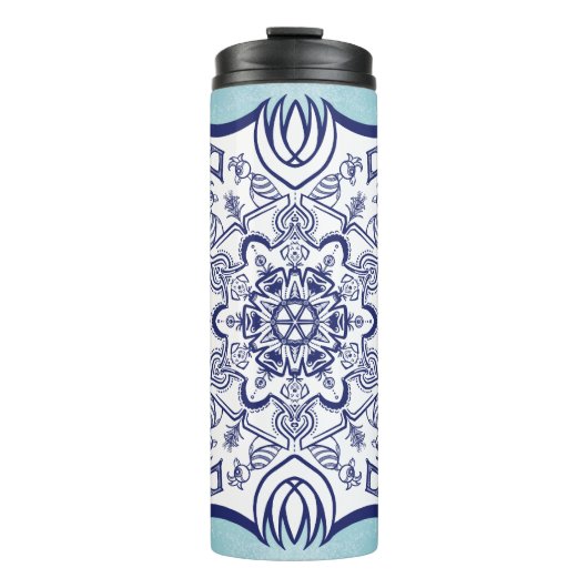 生き物熱タンブル付き青と白マンデル タンブラー (正面)