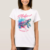 生き生きとしたアカアシガメのスリディン Tシャツ (正面)