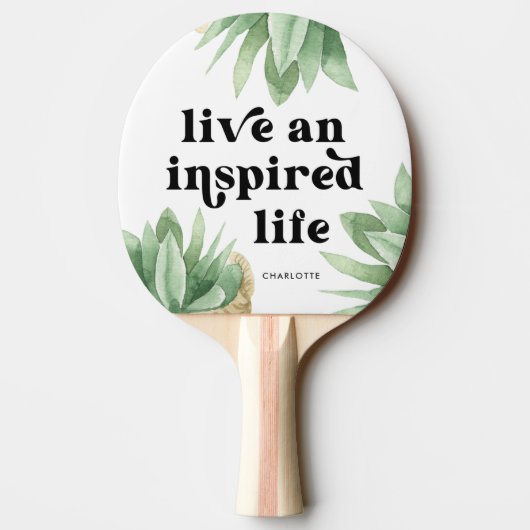 生き生きとしたインスピレーションに満ちた生活 黒と白のスキュレント 卓球ラケット (裏面)