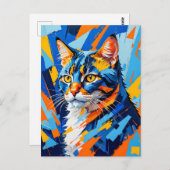 生き生きとしたキュビスト絵を描キャット ポストカード (正面/裏面)