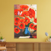 生き生きとしたケシが花瓶に入っている キャンバスプリント (インサイチュ (リビング))