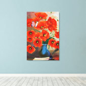 生き生きとしたケシが花瓶に入っている キャンバスプリント (インサイチュ (ウッドフロア))