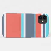 生き生きとしたコーラルカラー、青とグレーのストライプ Case-Mate iPhoneケース (裏面(横))