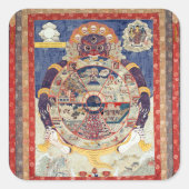 生き生きとしたチベット仏教美術のホイール スクエアシール (正面)