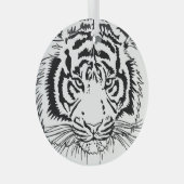 生き生きとしたトラ威厳のある：野生生物イラストレーション。 ガラスオーナメント (正面右)