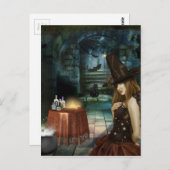 生き生きとしたハロウィーンの魔女 ポストカード (正面/裏面)